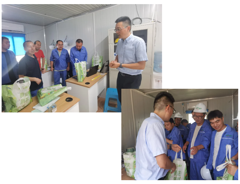 眷注一线 致敬匠心 | 满堂彩股份开展项目现场夏日“送清凉”慰问运动